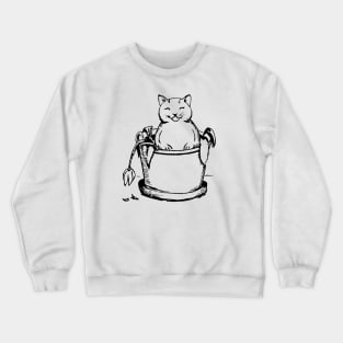 Satisfied cat in a flower pot Crewneck Sweatshirt